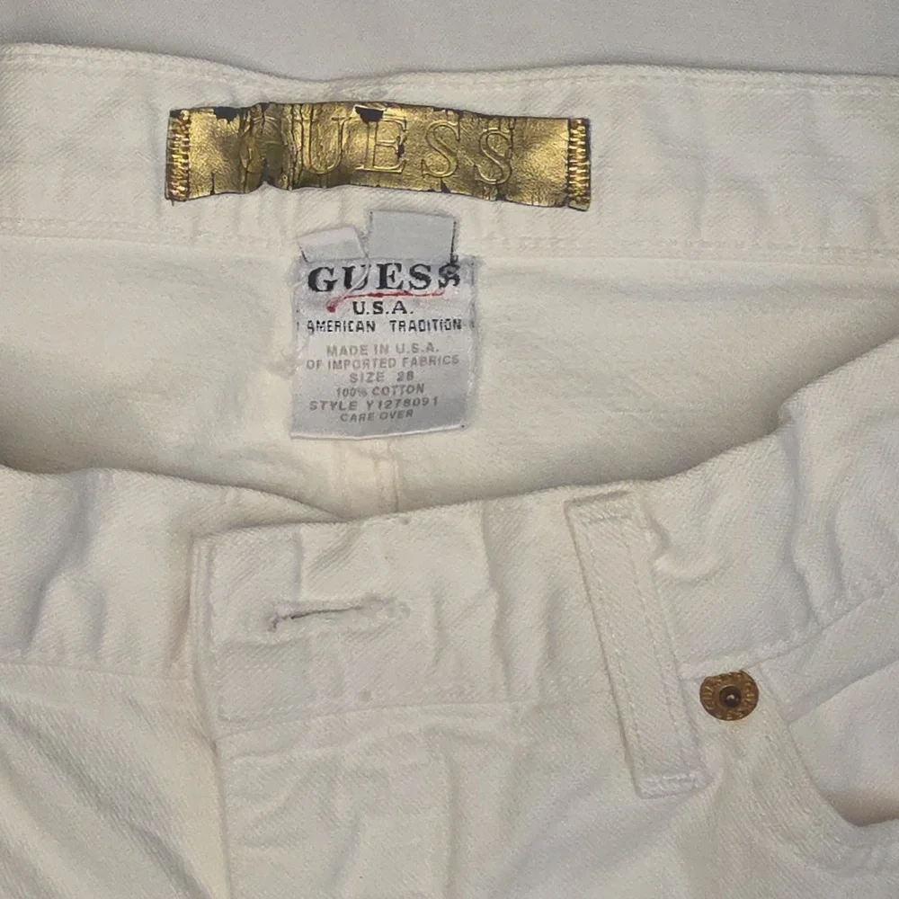 Vintage Guess Women's White  Straight Leg Jeans